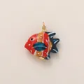 Pendentif poisson tropical en verre coloré fait main pour création de bijoux DIY. - Poisson Rouge Et Bleu