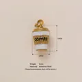 Dimension details of an 18K gold-plated stainless steel coffee cup charm pendant - Coffee Cup Pendant