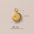 Detailed view of moon and star pendant with dimensions, weight, and copper material specs - Blue Rhinestone Crescent Moon Pendant / Pendant Only (No Chain)