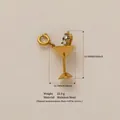 Gold stainless steel cocktail glass charm with zirconia, 21.9mm height, DIY jewelry accessory - Juice Glass Pendant