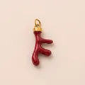 Detailed view of a red coral-shaped pendant with a gold bail for DIY jewelry creations. - Red Letter F Coral Pendant / Pendant Only (No Chain)