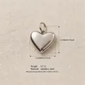 Close-up of stainless steel heart pendant with precise dimension and weight details - Stainless Steel Heart Pendant / Pendant Only (No Chain)
