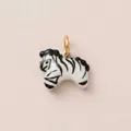Handbeschilderde zebra hanger van keramiek met 18k vergulde roestvrijstalen ring voor DIY - Zwart-witte Pony Hanger / Zwart & Wit
