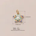 Detailed view of cute star-shaped rabbit charm featuring copper ring and product dimensions - Patterned Rabbit Star Pendant / Pendant Only (No Chain)