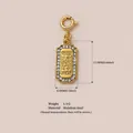 Gold-plated stainless steel vintage ticket pendant with sparkling zircon for DIY jewelry making - Ticket Style Pendant