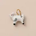 Handgeschilderde keramische dier hanger met 18K vergulde roestvrijstalen ring voor DIY. - 9-Witte Puppy Hanger / Wit