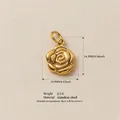 Detailed dimensions and material view of the golden stainless steel rose pendant - Gold Rose Pendant / Pendant Only (No Chain)