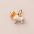 Hoogwaardige detailopname van een keramische hondenhanger voor DIY-sieraden maken - Leeuw Hanger / Wit en Oranje