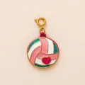 Pendentif volleyball pailleté avec détail de cœur pour création de bijoux de sport - Volleyball