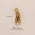 Gold stainless steel ballet slippers charm pendant with detailed dimensions and weight - Dance Shoes Pendant