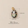 Detail showing measurements and material of the bunny stainless steel pendant - Flower Dress Rabbit Oval Pendant / Pendant Only (No Chain)