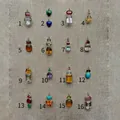 Collection of sixteen stainless steel pendants featuring colorful gemstones and SKU numbers - Pendant Style 1 (RSPK253808Q) / Pendant Only (Without Chain) / Red