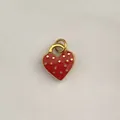 Dainty red enamel heart pendant with golden polka dots for DIY necklaces and bracelets - Red Heart-A