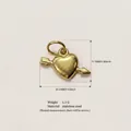 Golden stainless steel heart with arrow pendant showing dimensions of 16.1mm x 9.7mm. - Gold Heart with Arrow Pendant / Pendant Only (No Chain)