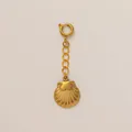 Detailed view of an 18K gold-plated stainless steel seashell pendant with a spring clasp - Scallop Pendant / Gold