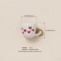Charm mini tazza da caffè in acciaio inossidabile con motivi a cuore rosso e anello oro - Ciondolo a Tazza Cuore / 17.5mm x 10.2mm