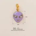 Purple enamel alien head charm in stainless steel with dimensions and weight specs - Alien Pendant