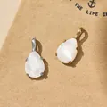 Elegant teardrop pendants with white mother of pearl inlay in gold and silver plating - White Teardrop Pendant / Gold
