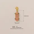 Pink enamel skateboard charm pendant in stainless steel with dimension markings - Skateboard Pendant