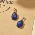 Handmade teardrop sodalite blue stone pendants with gold and silver stainless steel bails - Deep Blue Waterdrop Pendant / Gold