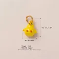 Detailed view of yellow chick pendant charm with copper material and size dimensions - Chicken Pendant