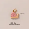 Cute pink dopamine snail charm pendant in 18K gold plated copper 10x10mm - 9 Snail Pendant