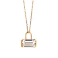 Close-up of gold necklace with emerald-cut crystal pendant in lock design - Gold (Square Lock Style)