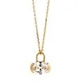 Close-up of a luxury gold-plated necklace featuring a lock-shaped pendant with a fancy cut diamond. - Gold (Round Lock Style)