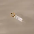 Pendente portafortuna in acciaio al titanio con zircone trasparente rettangolare - Ciondolo di Aprile (Colore Diamante)