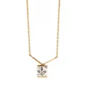Close-up of an elegant gold-plated necklace with a square-cut sparkling gemstone pendant. - Gold (Square Cut V-Shape Style)
