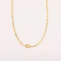 Collier chaîne trombone élégant en acier titane doré avec un fermoir à ressort circulaire - Chaîne Trombone + Anneau Ressort