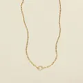 Collier chaîne trombone en acier titane doré avec un fermoir à ressort circulaire - Chaîne Trombone Originale avec Anneau Ouvert