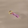 Elegant pink rectangular zirconia pendant with golden stainless steel ring accessory - October Pendant (Pink Tourmaline Color)