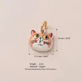 Pendentif tête de chat mignon pour bijoux DIY en cuivre avec anneau doré brillant - Pendentif Chat Rose