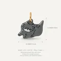 Close-up of a cute grey tabby cat pendant showing size and material specifications. - Gray Cat Pendant