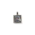 Elegant silver-tone square pendant featuring a large princess cut clear cubic zirconia - Silver Square Rhinestone Pendant Only (Without Chain)