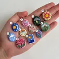 Hand-painted weather and floral pendants featuring sun, moon, and rose designs - Pendant Only (Sun Moon Stars) / Colorful