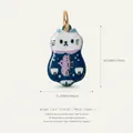 Macro view of cute enamel cat pendant with bird pattern and gold-tone copper finish - Bird Cat Pendant (6)