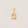 Elegante ciondolo quadrato placcato oro 18 carati con zircone rosa e stella a 8 punte - singolo pendente (senza catena) / Ottobre - Oro