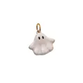 Gros plan d'un pendentif fantôme en émail blanc avec un anneau de suspension doré poli - Pendentif Fantôme (No. 3) / Blanc