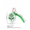 Fresh green flower bag charm with pink carabiner and green rope lanyard for bags - Blue Flower Style