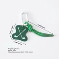 Green golf pendant keychain with braided rope and white carabiner, alloy material - Golf Club Style