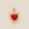 Pendentif cœur de diable en acier inoxydable doré à l'or 18K avec cristal rouge facetté détail - Pendentif Tête de Chat/Coeur de Diable / Or