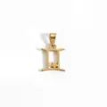 Vue détaillée du pendentif signe du zodiaque Gémeaux plaqué or 18 carats en acier - Gemini Symbol Pendant / Or