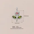 Pendentif tulpe en acier inoxydable avec pierre rose et détails de feuilles vertes - Pendentif Arbre Rose (12) / Acier