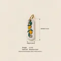 Lemon print stainless steel charm pendant with 18mm height and floral pattern detail - Rectangle Lemon Pendant