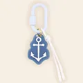 Summer nautical style blue anchor charm keychain with white carabiner and rope detail - Anchor
