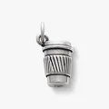 Macro view of a sterling silver coffee cup charm with detailed textures and 925 hallmark - Coffee Cup / Steel