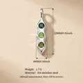 Pendentif cosse de pois en acier inoxydable 316 avec trois pierres de naissance vertes - 6 Pendentif Cosse Verticale / Acier