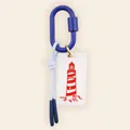 Hand-painted summer marine style lighthouse charm keychain with blue metal clasp - Lighthouse